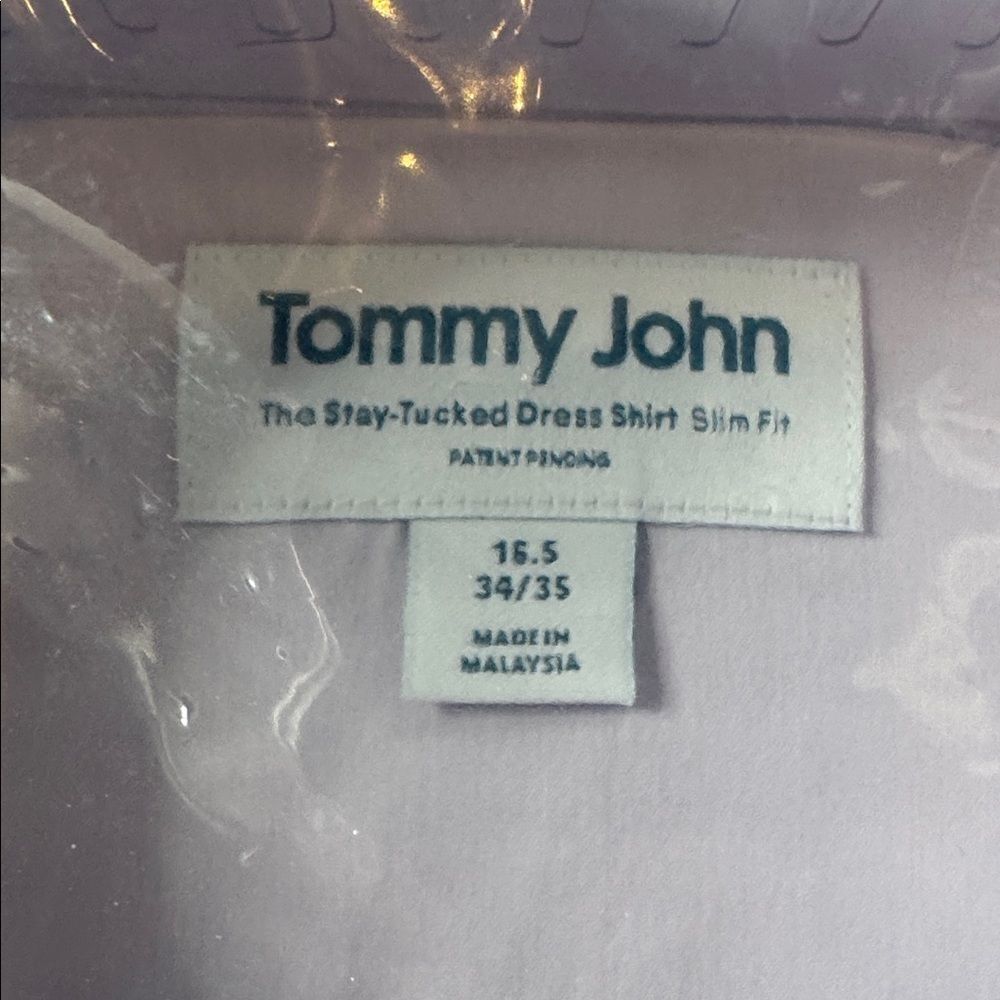 Tommy John Men's Lavender Fog Slim Fit Stay Tucked Dress Shirt Size 16.5 34/35 - Picture 3 of 8